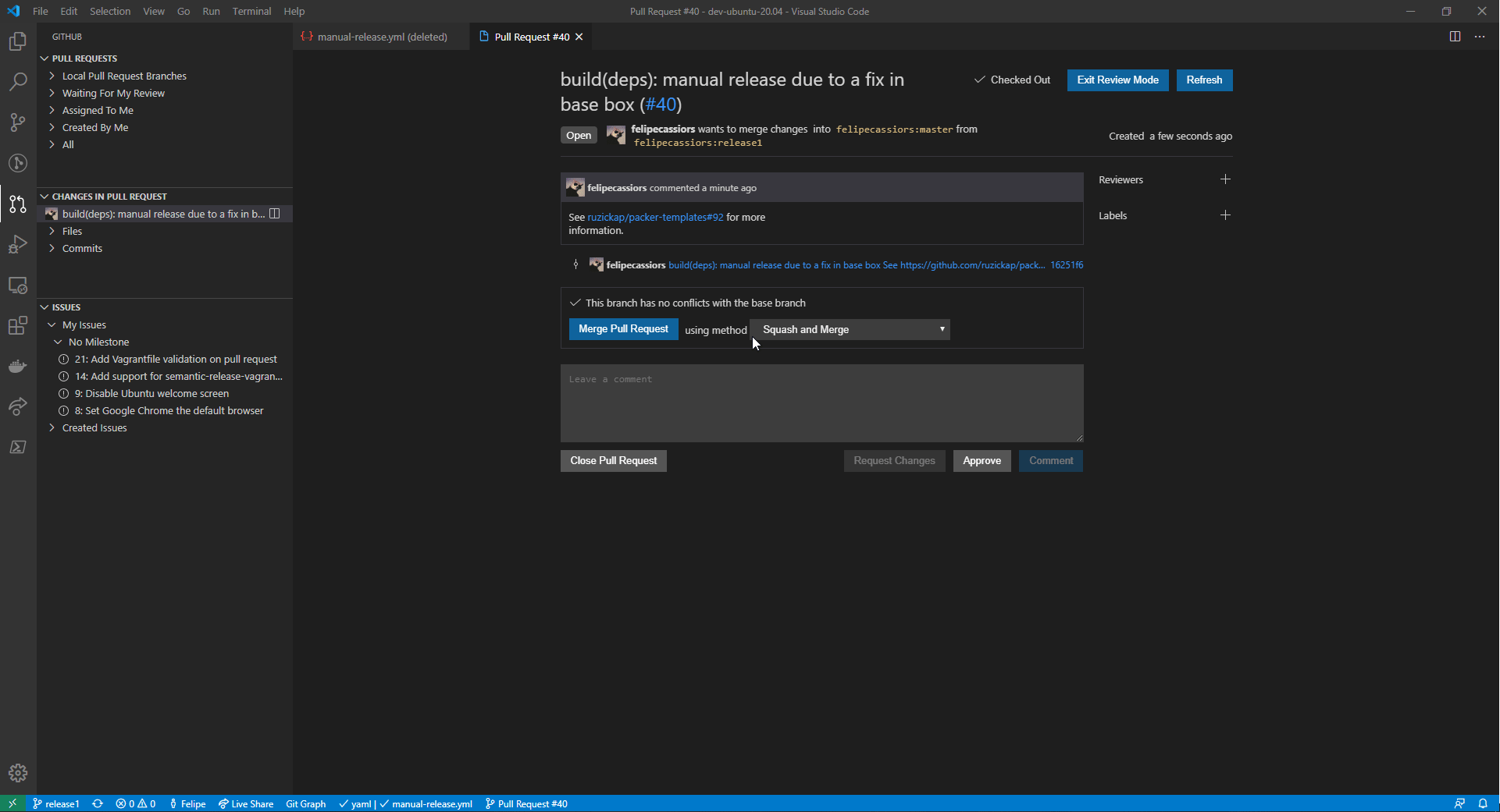 Squash and merge missing the PR number in the commit title · Issue