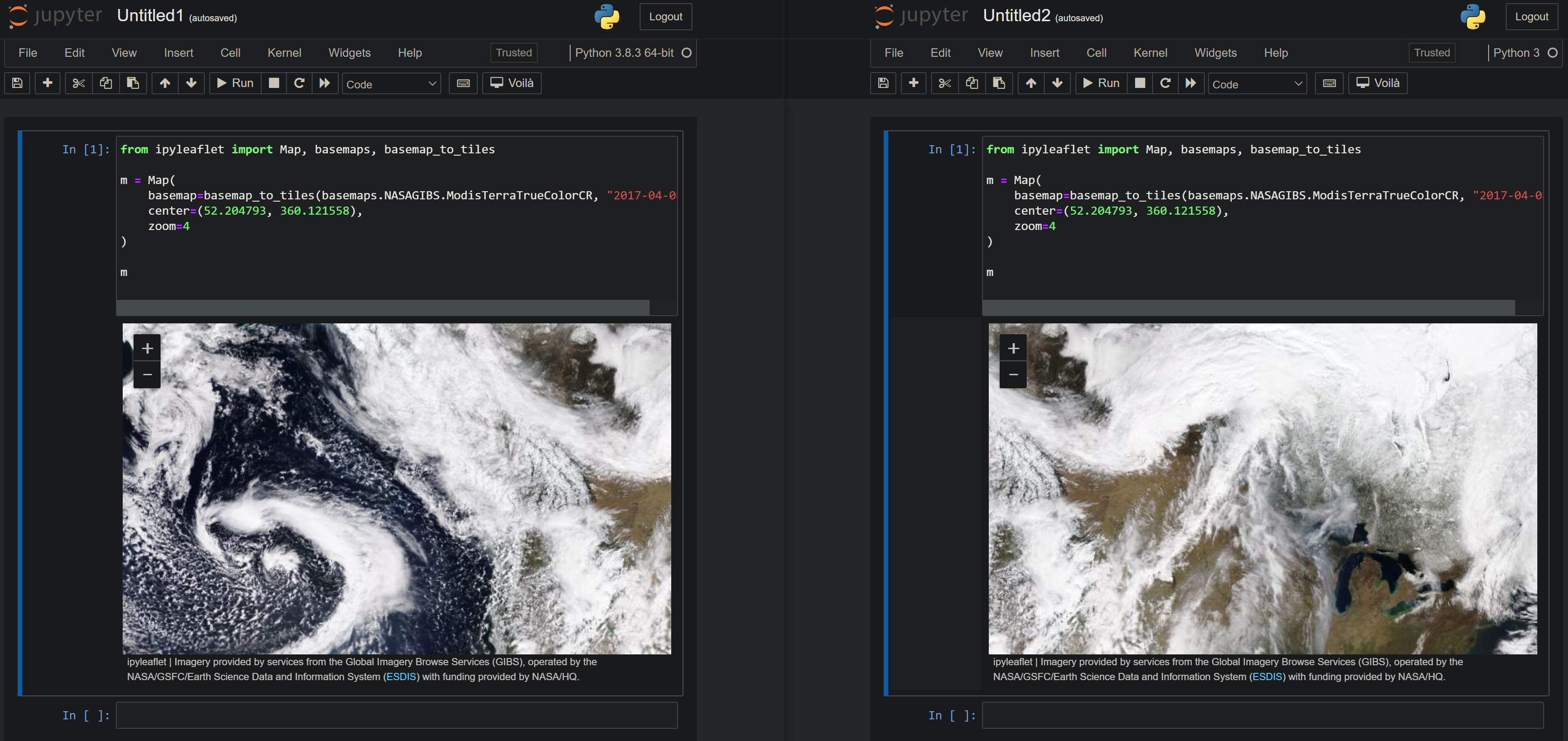 Unable to display two ipyleaflet maps in separate interactive windows ...