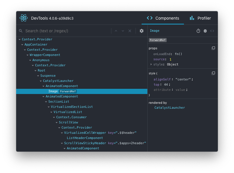 React DevTools screenshot