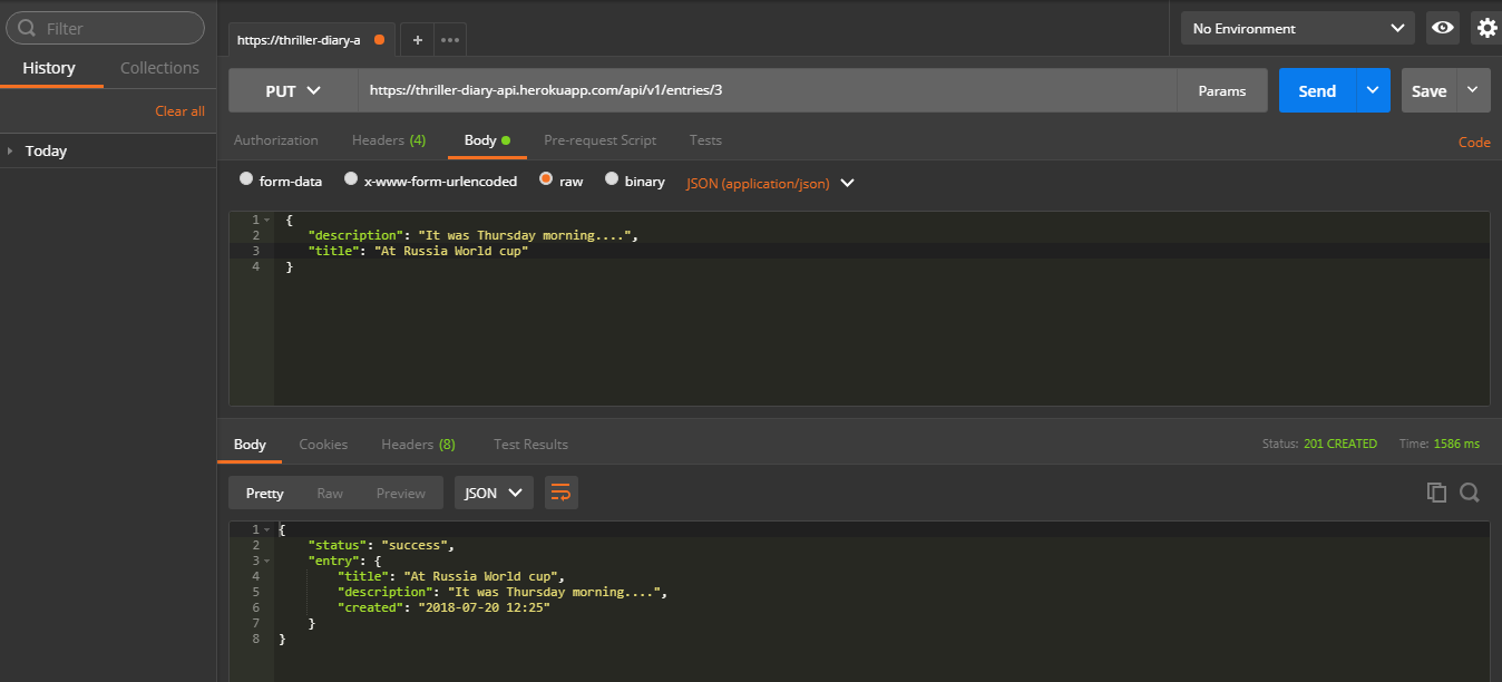 Localhost 8080 app. Raw — application/json.