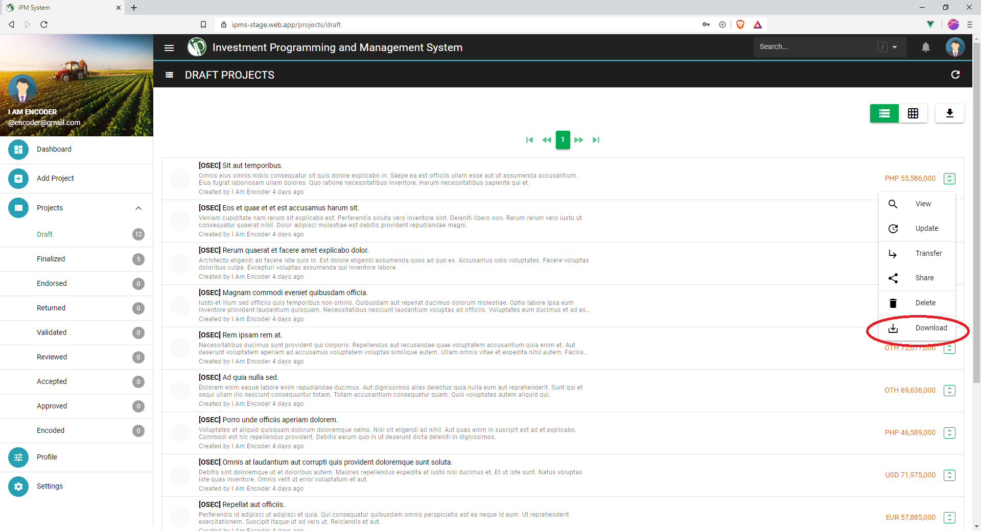 download project