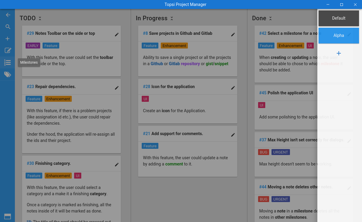 Organize your notes in multiple milestones