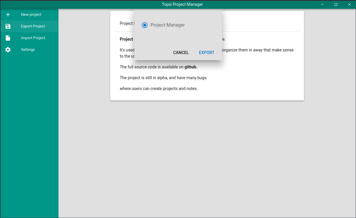 Export and import projects (in JSON format)