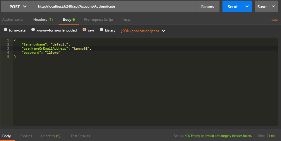 Bad Request - 400 Empty or invalid anti forgery header token · Issue ...