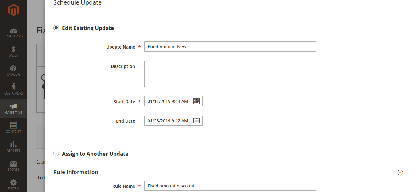 fixed amount discount promotions marketing magento admin 3