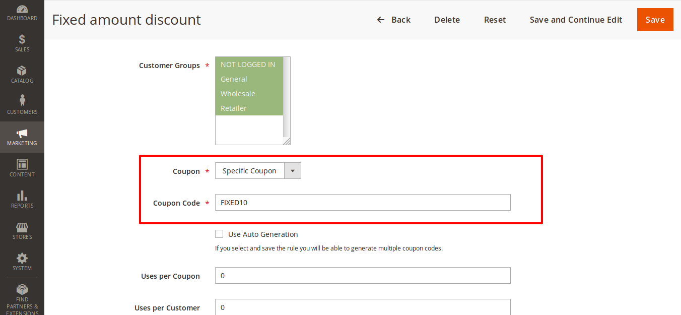 fixed amount discount promotions marketing magento admin 2