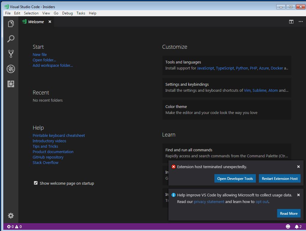 Extension host terminated unexpectedly · Issue #48778 · microsoft ...