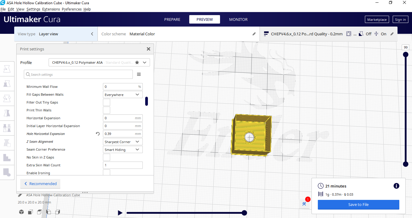 Hole Horizontal Expansion causes 4 layers to print instead of 99 4.7.