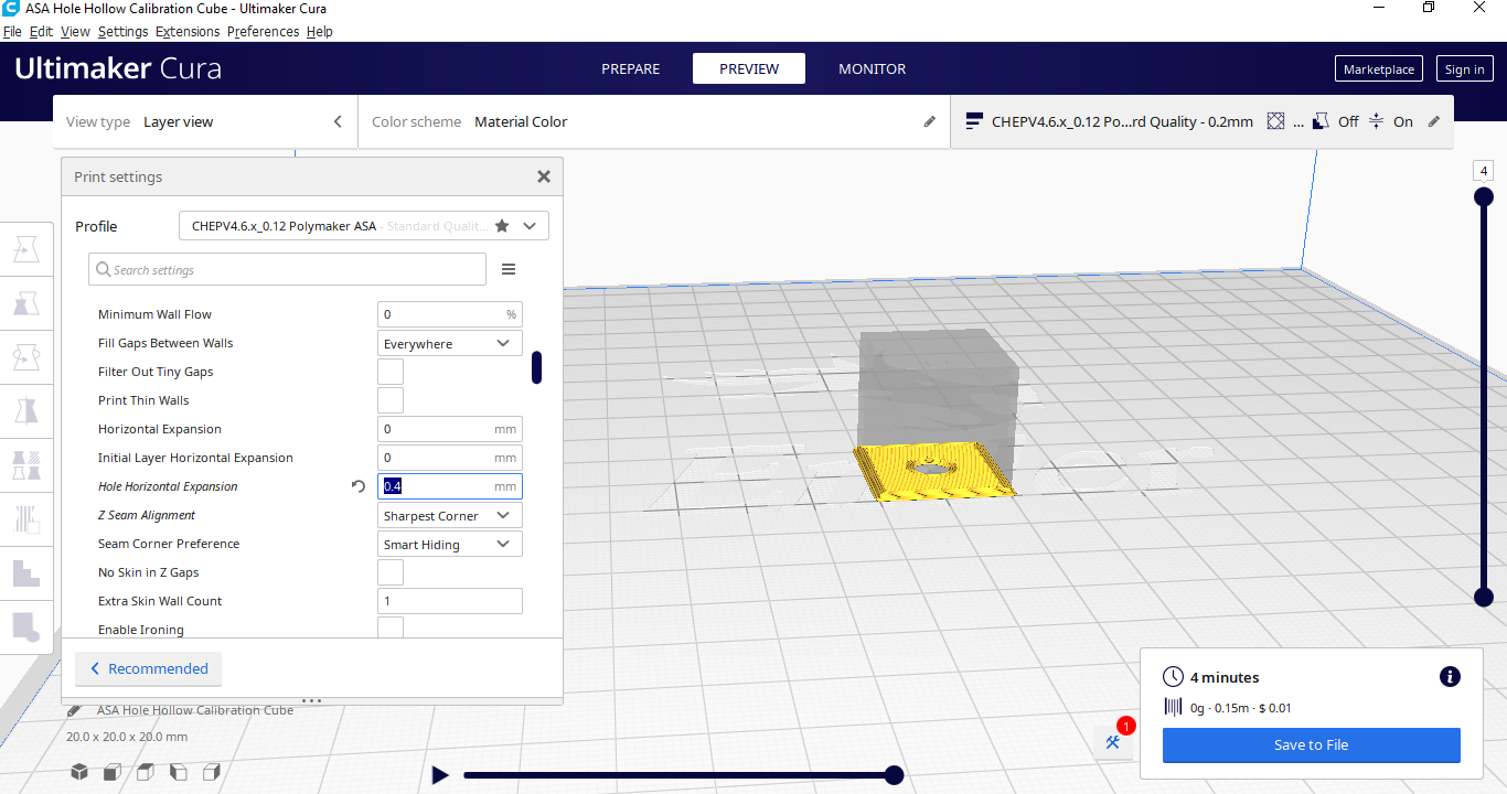Hole Horizontal Expansion causes 4 layers to print instead of 99 4.7.