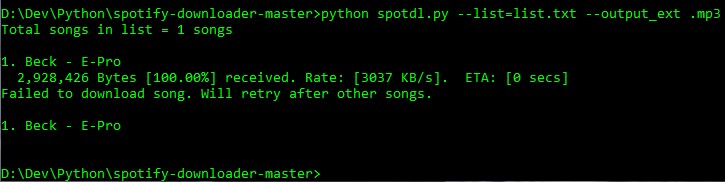 Failed to download song. Will retry after other songs. · Issue #85 ...