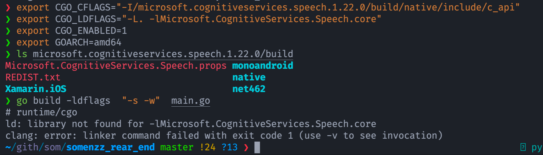 MacBook， the same error: fatal error: 'speechapi_c_error.h' file not ...
