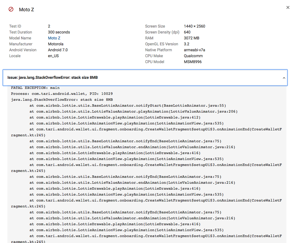 Lottie stack overflow error in Play Store crash records. · Issue #236 ...