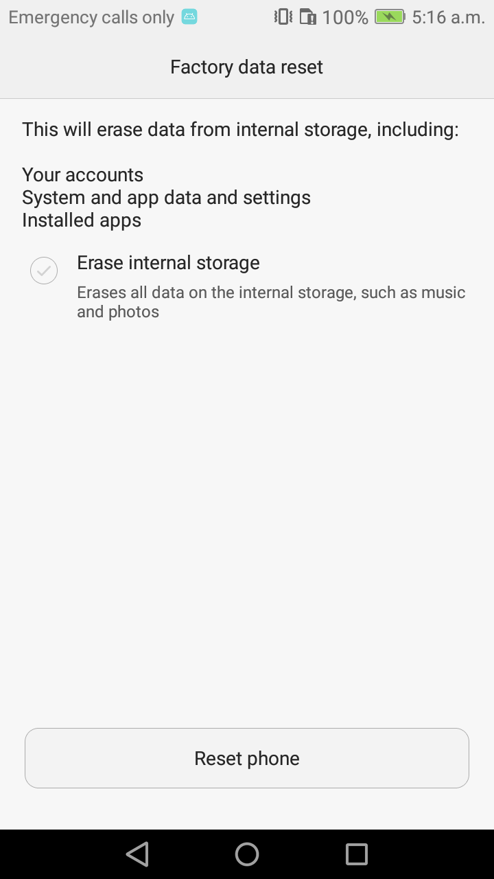 huawei factory data reset
