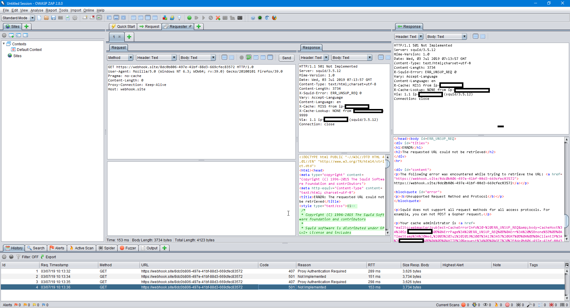 407 and 501 errors from external proxy while using Requester Add-on ...