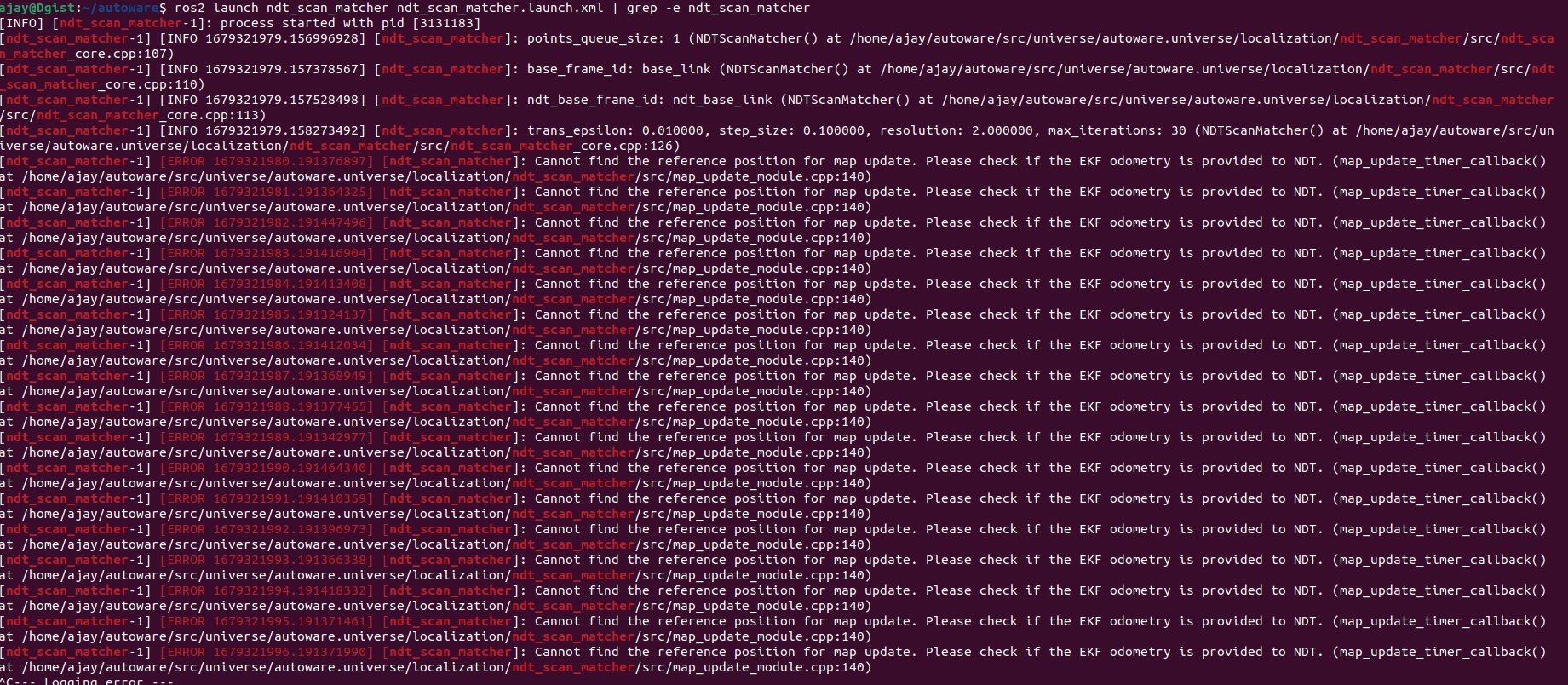 Unable to initialize localization module · autowarefoundation ...