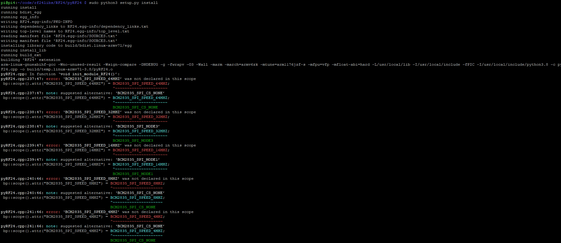 pyRF24 Installation Errors · Issue #610 · nRF24/RF24 · GitHub
