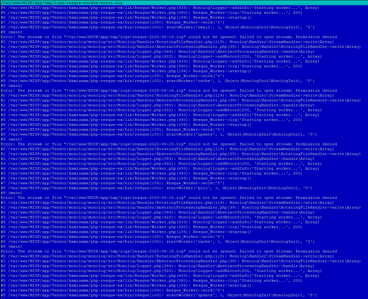 Scheduler worker constantly dies · Issue #6210 · MISP/MISP · GitHub