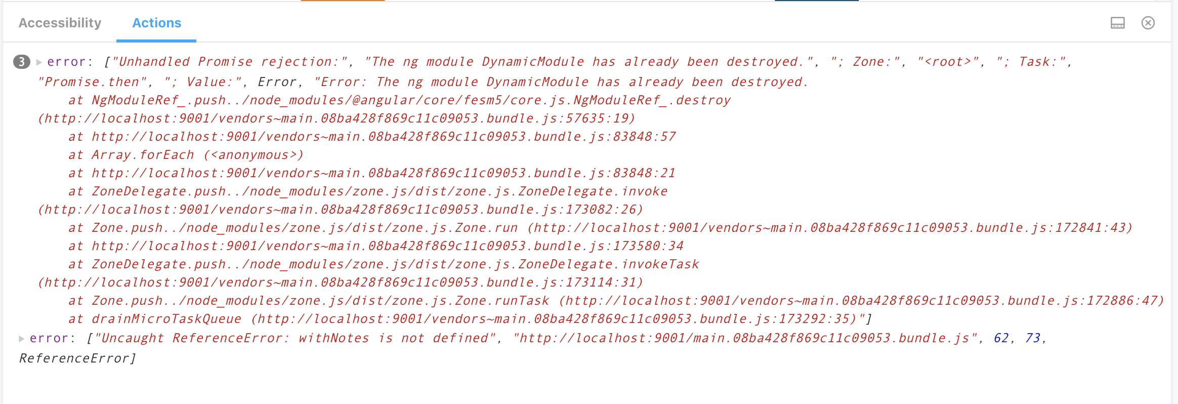 Angular & Knobs DynamicModule has already been destroyed error