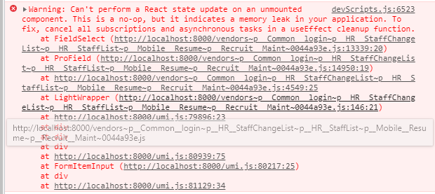 🐛[BUG] ProFormSelect 使用 request api 会报 ‘Can't perform a React state ...