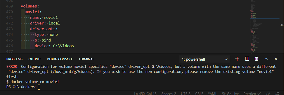 Named volumes with a user defined path fails on second docker-compose ...