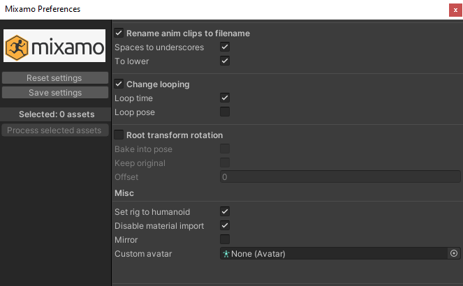 Script to rename mixamo animations clips · GitHub