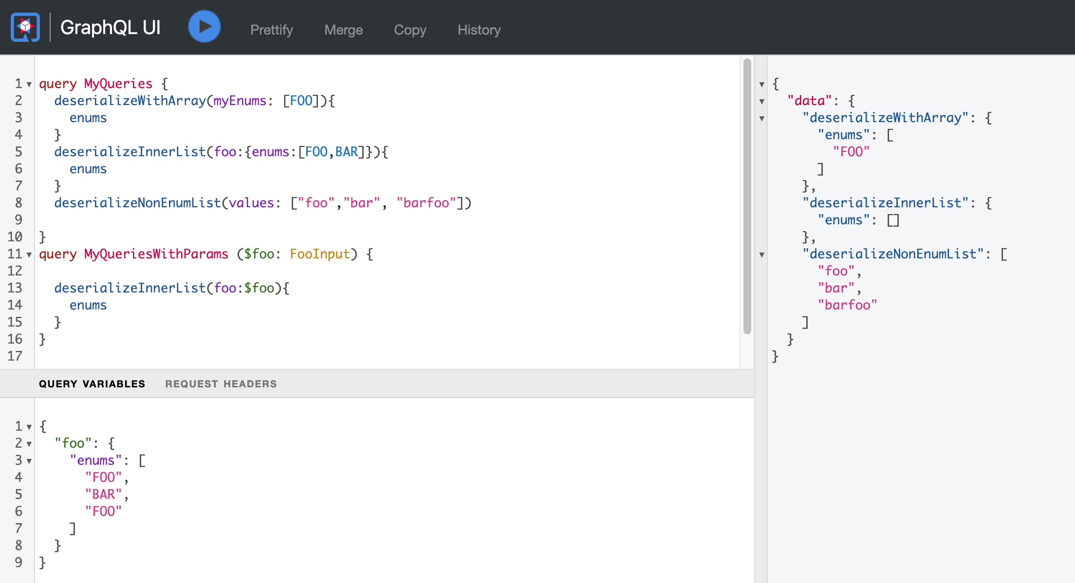GraphQL server fails to build the schema when a query/mutation contains ...