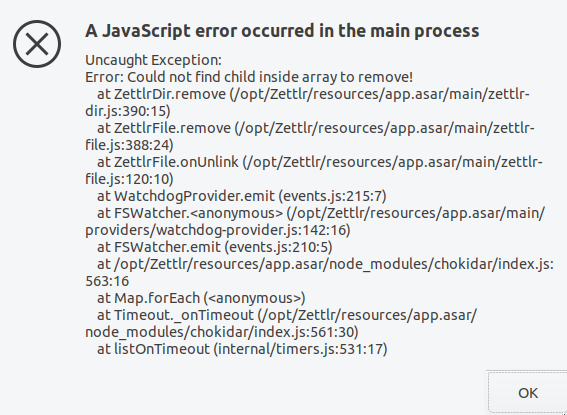 [BUG] JavaScript Error: Could not find child inside array to remove ...