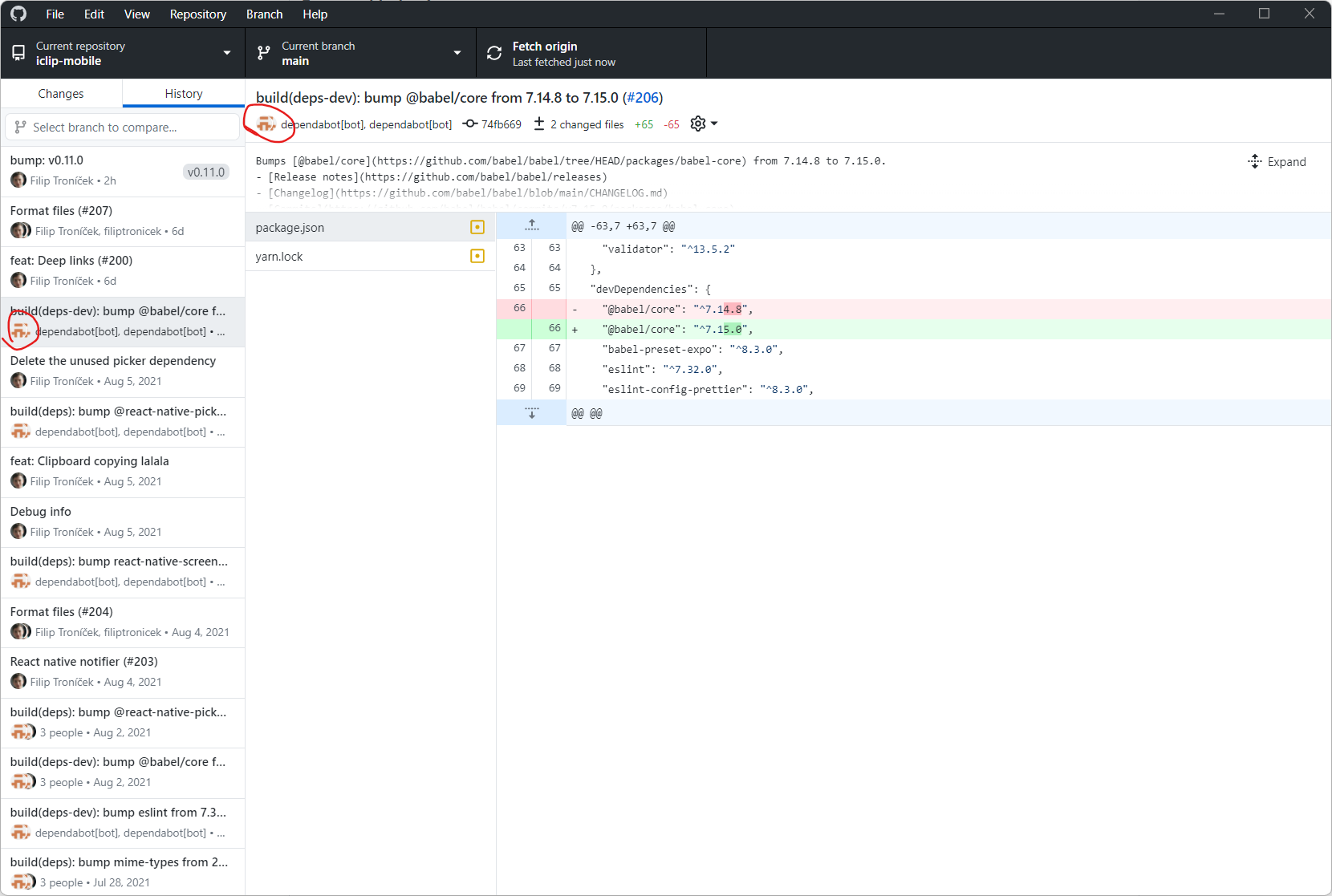 Dependabot's avatar is not shown · Issue #12766 · desktop/desktop · GitHub
