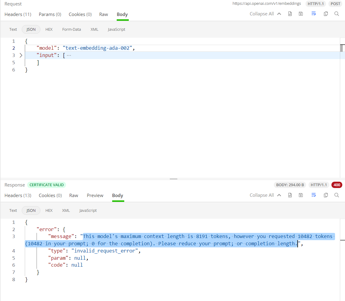 Error: This model's maximum context length is 8191 tokens, however you ...