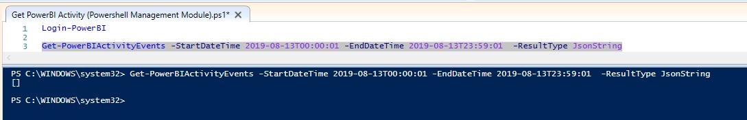 Get-PowerBIActivityEvents doesn't return activities when activities ...