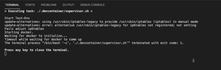 Devcontainer no longer works when starting supervisor.sh in the ...