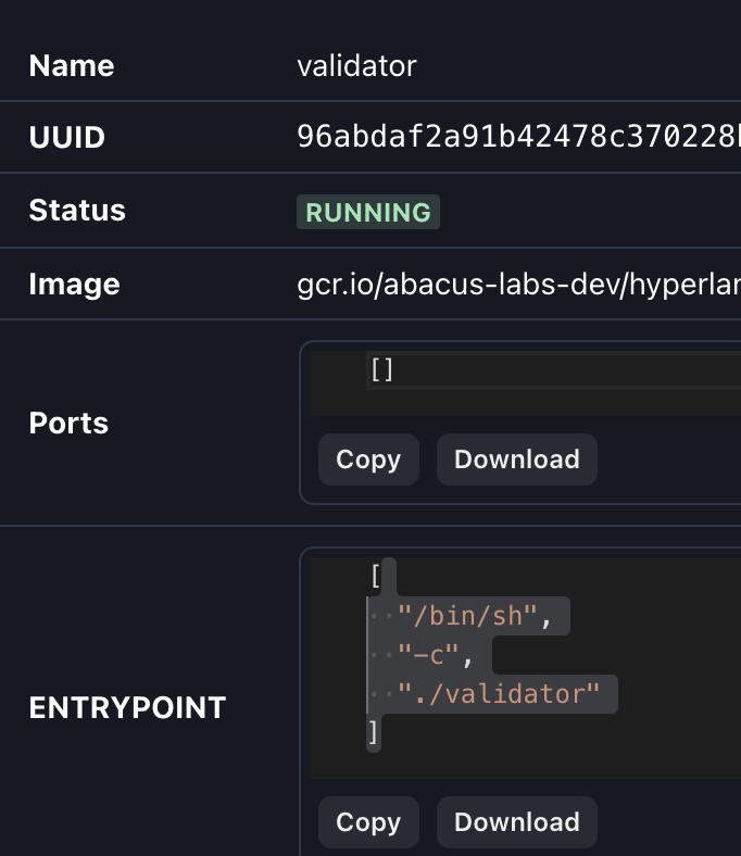 The entrypoint field in the detailed service info form is not