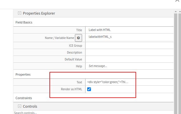 [Studio] Property for label form control to render in markup language ...