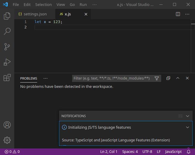 Initializing js/ts language features never completes · Issue #119268 ...