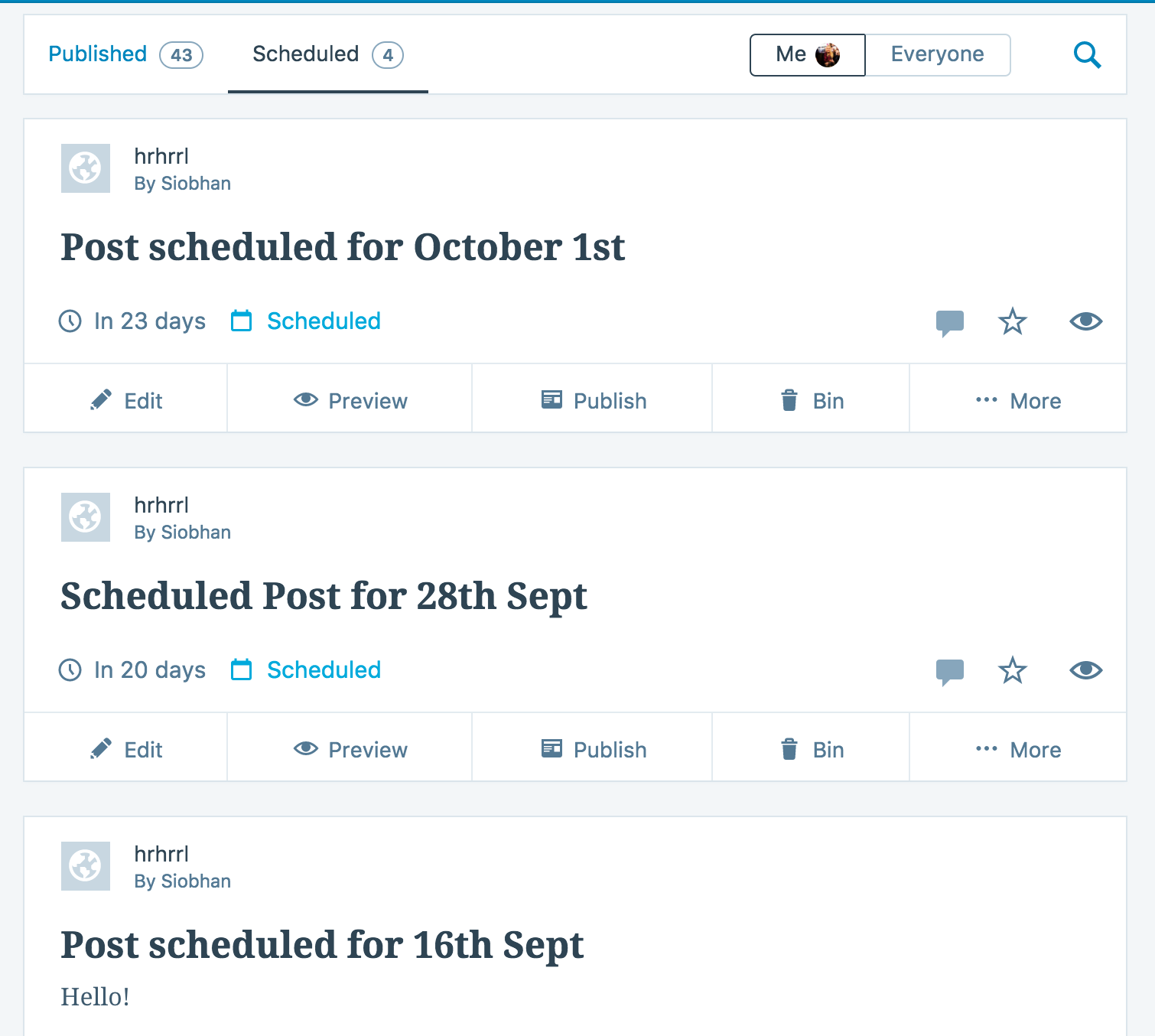 posts scheduled posts are listed in reverse chronological order reverse chronological order