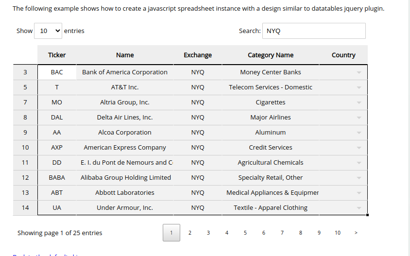 Search / filtering bug · Issue #1147 · jspreadsheet/ce · GitHub