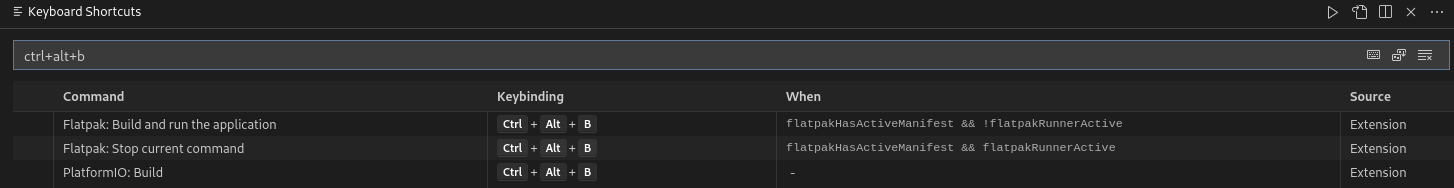 Keyboard shortcuts should only be active when in a PlatformIO project ...