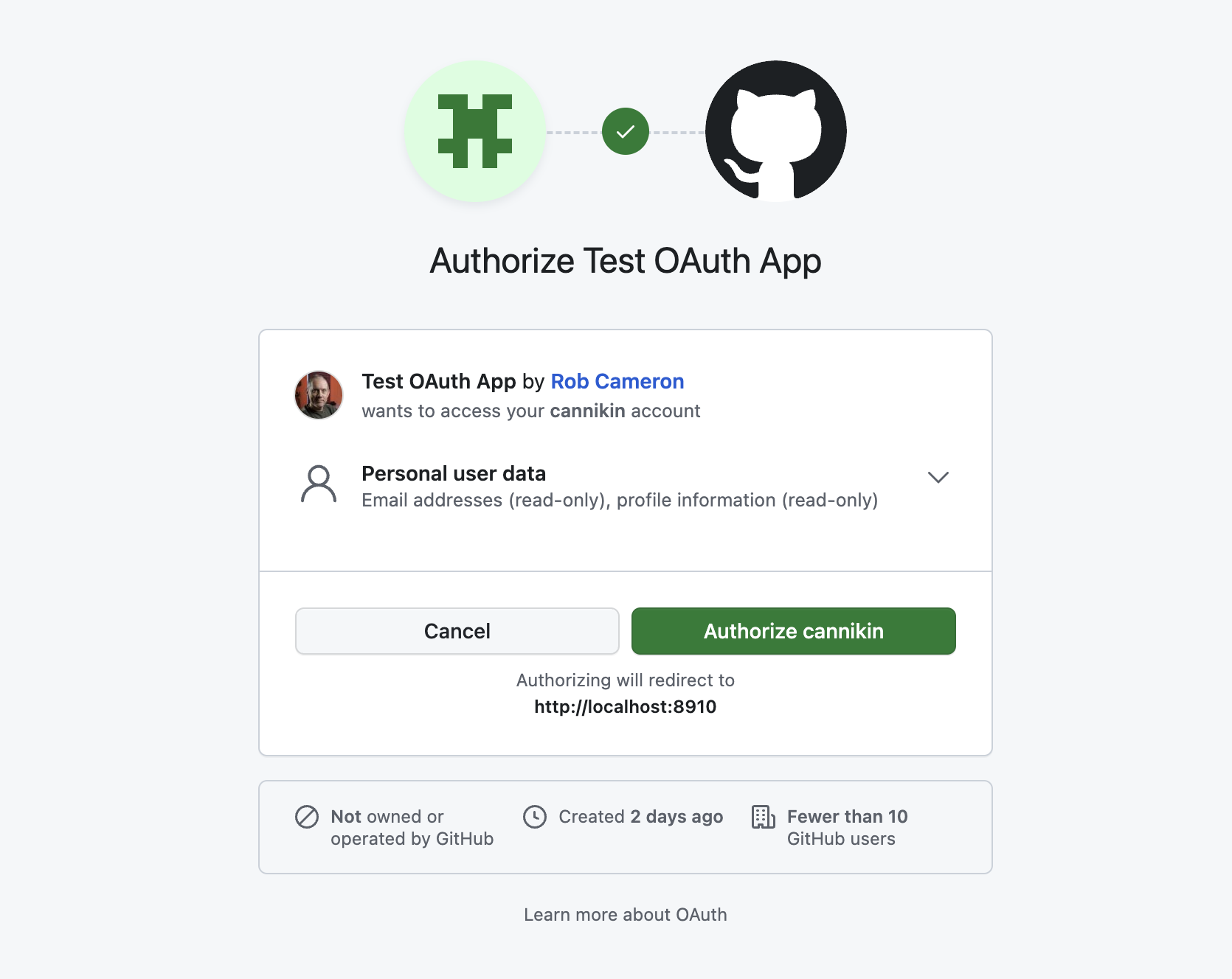 GitHub Oauth Access Page