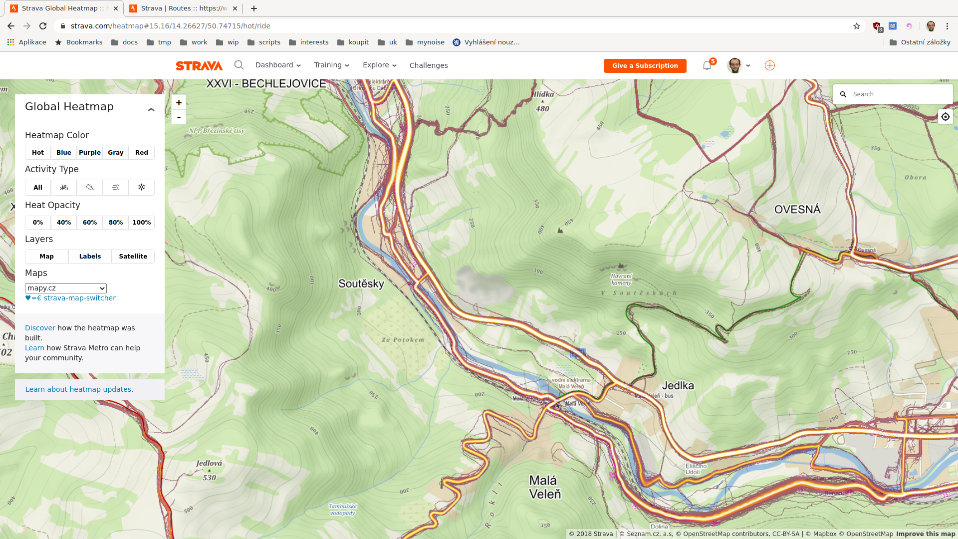 Карта активности strava