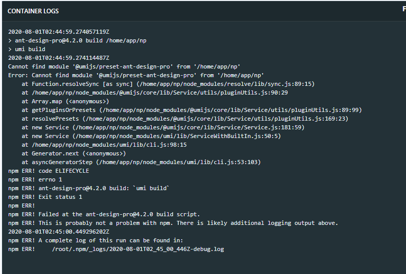 🐛[BUG]只安装生产依赖，打包后报错 · Issue #7126 · ant-design/ant-design-pro · GitHub