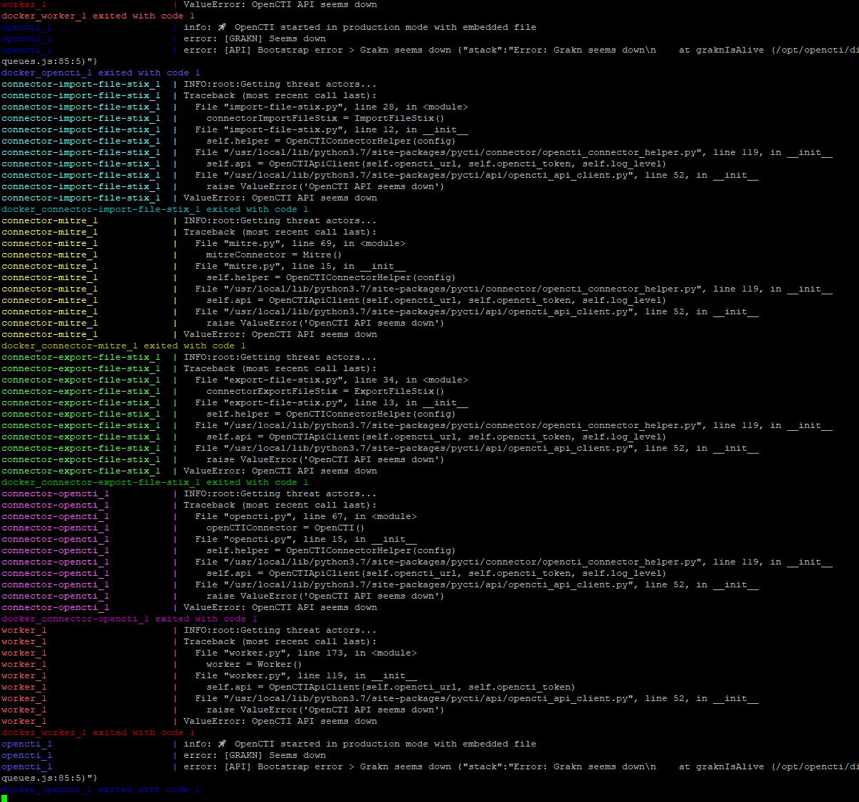 Exited with code 1 · Issue #338 · OpenCTI-Platform/opencti · GitHub