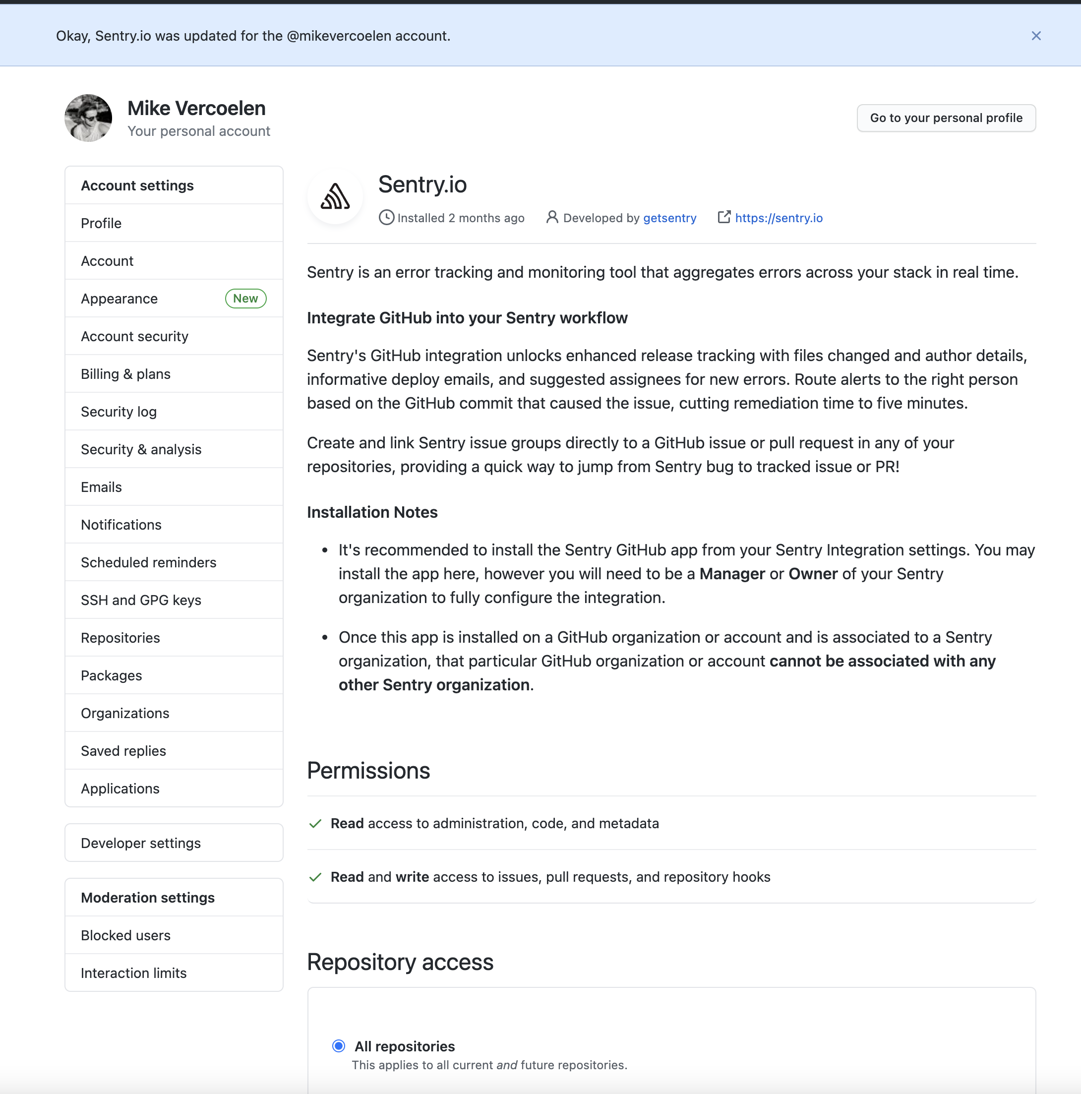 Can't connect Github to Sentry · Issue #25258 · getsentry/sentry · GitHub