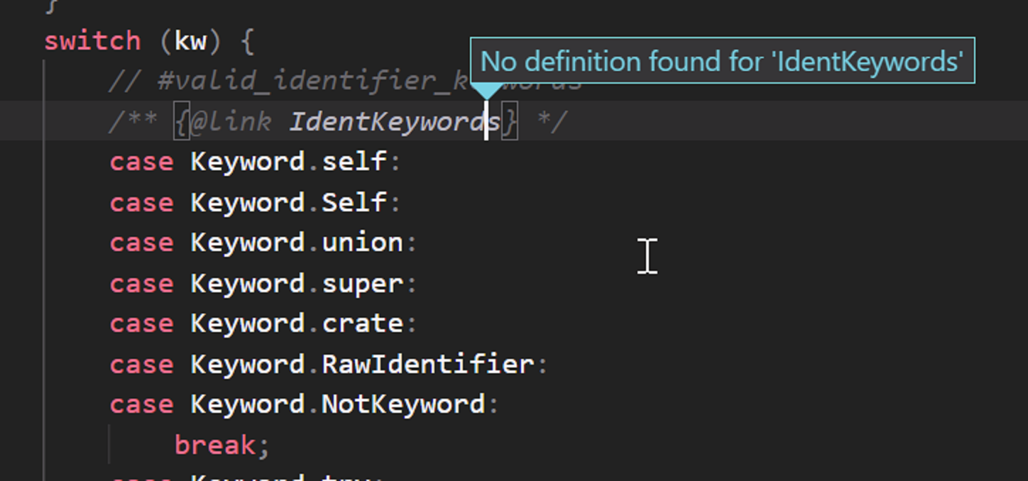 `@link` comments don't work above switch cases · Issue #47713 ...