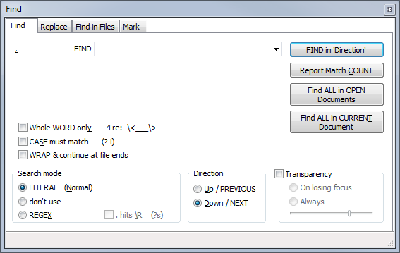Please rethink the string "Wrap around" in Search window because is not ...