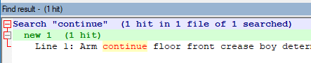 Find result window oddity after collapse after selecting long line ...