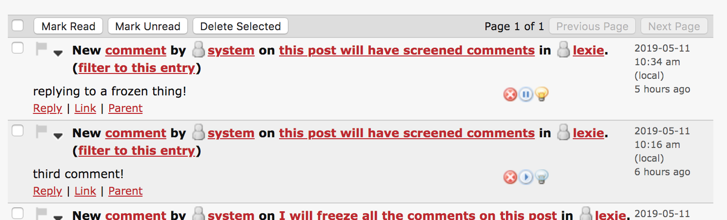 Screenshot: Inbox showing both absolute and relative dates for messages.