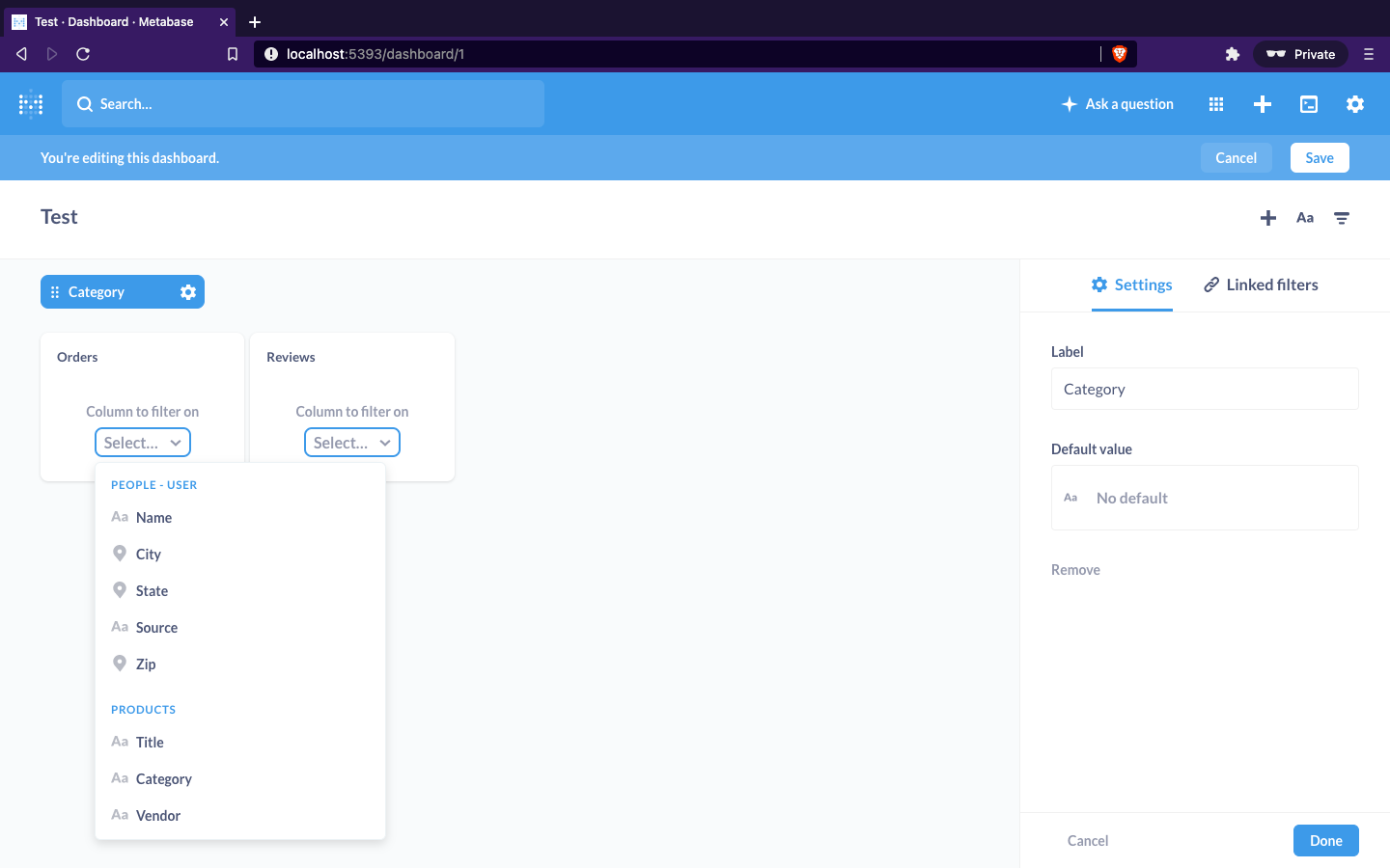 Dashboard category filter doesn't list all question's joined tables