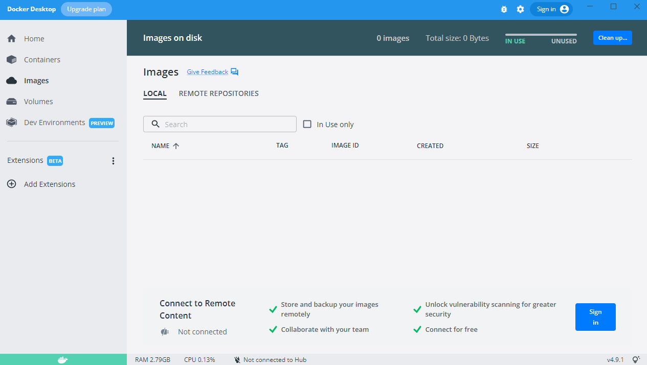 No images displayed in Docker Desktop GUI. using CLI can still display ...