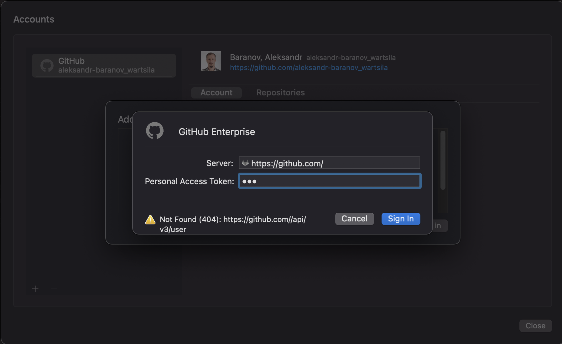 Creating GitHub Enterprise account opens GitLab Server dialog · Issue ...