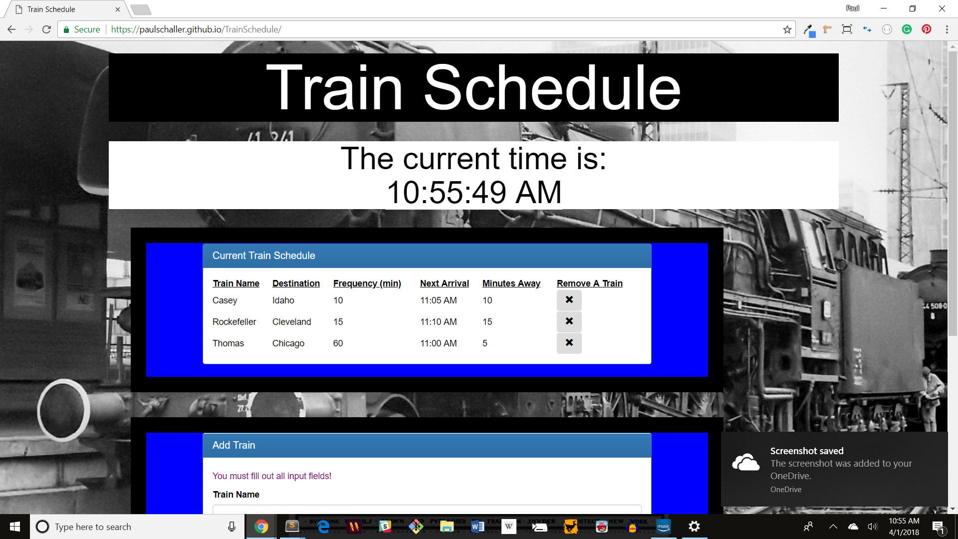 GitHub - PaulSchaller/TrainSchedule: A train schedule is displayed ...